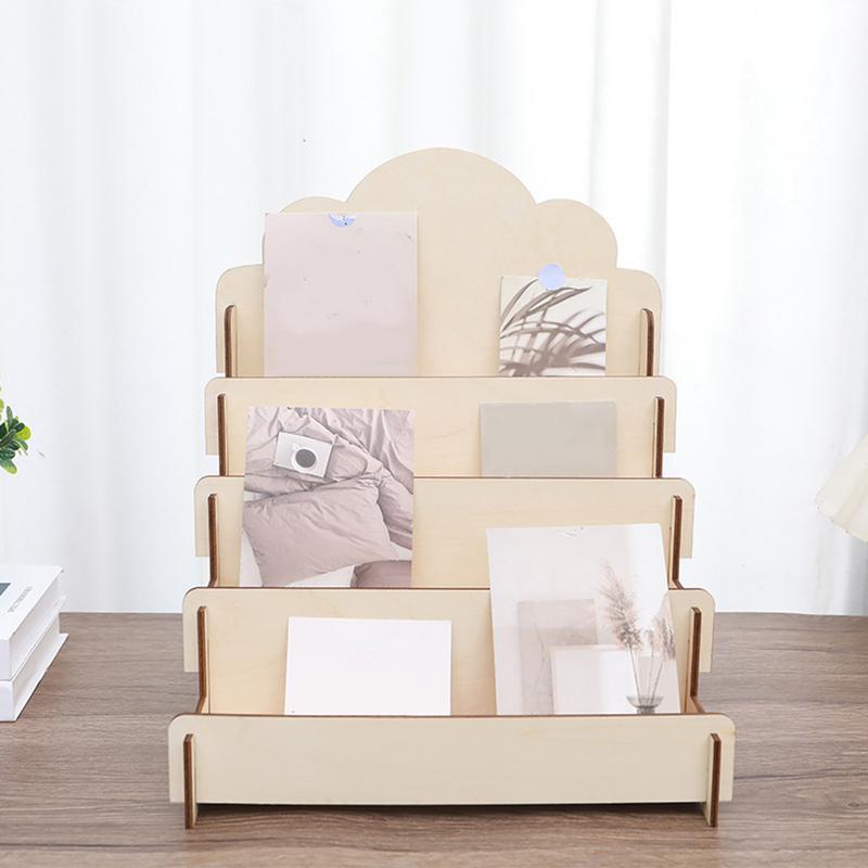 4 Tier Sturdy Wood Display Stand Sticker Display Stand Greeting  Card Display Rack Removable Card Organizer Rack for Postcard