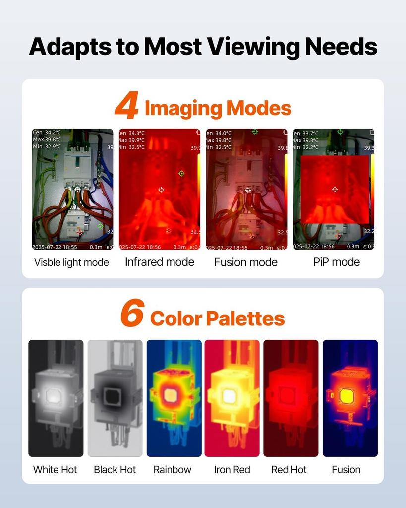 Thermal Camera, 320 X 240 TISR Super Resolution, Thermal Imaging Camera with 2MP Visual Camera, 256 X 192 IR Resolution, 25 HZ Refresh Rate, -4°F To