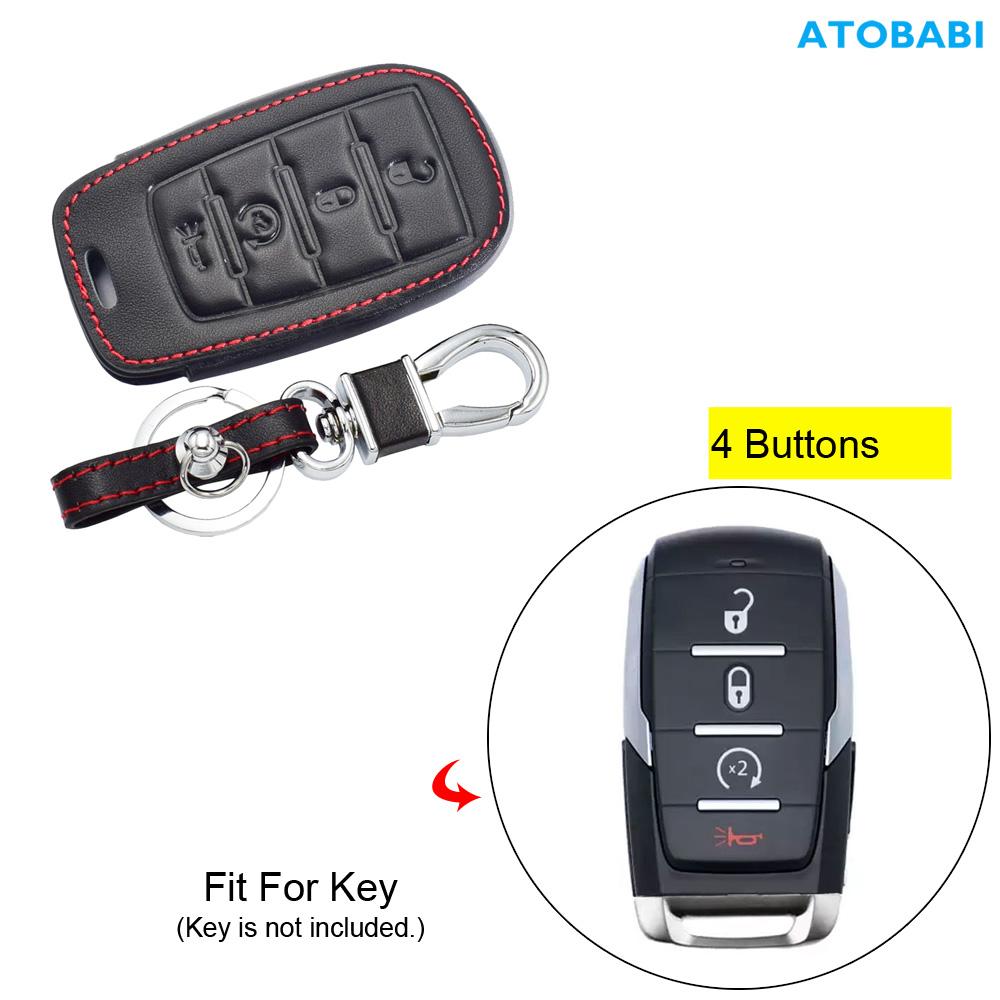 Leather Car Key Cover Smart Remote Control Fobs Shell Cases Auto Accessories For Dodge Ram 1500 Pickup