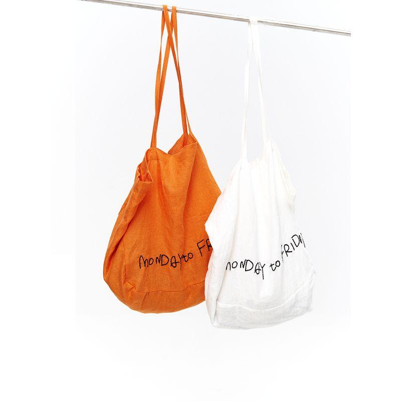 

Frommtof Monday to Friday Linen Embroidery Canvas Bag White (In Stock)
