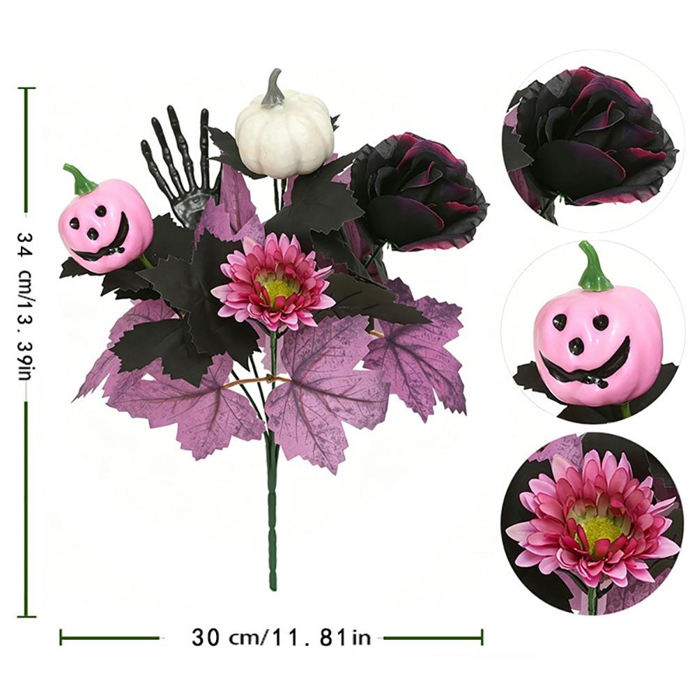 Foam Pumpkin Artificial Flower Bouquet Silk Leaves Halloween Decorative Flower Thanksgiving