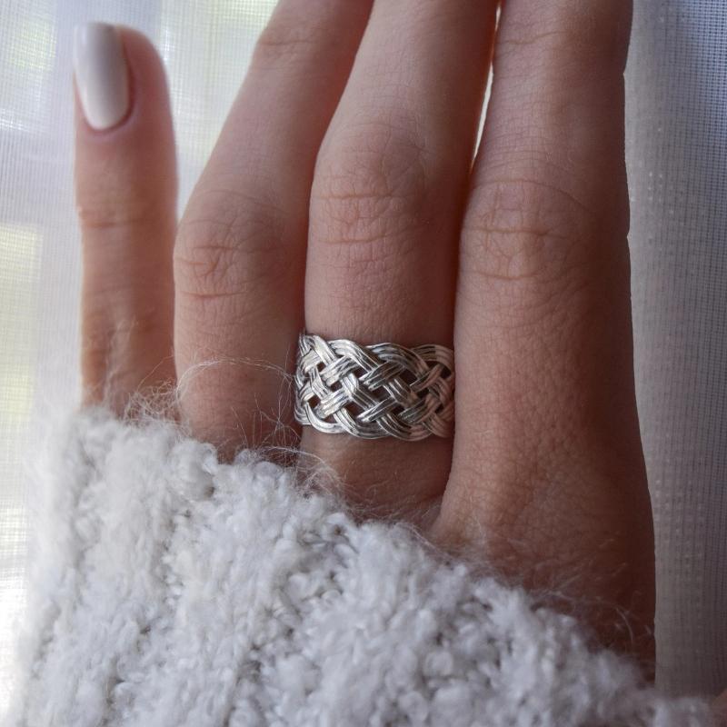 Bague Géométrique Tressée Rétro Minimaliste Couleur Cuivre pour le Port Quotidien Convient aux Hommes et aux Femmes Comme Cadeaux 9 gray