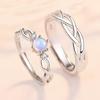 Moonlight Lover Moonstone Couple Rings: Fashionable Valentine's Day Open Adjustable Gift
