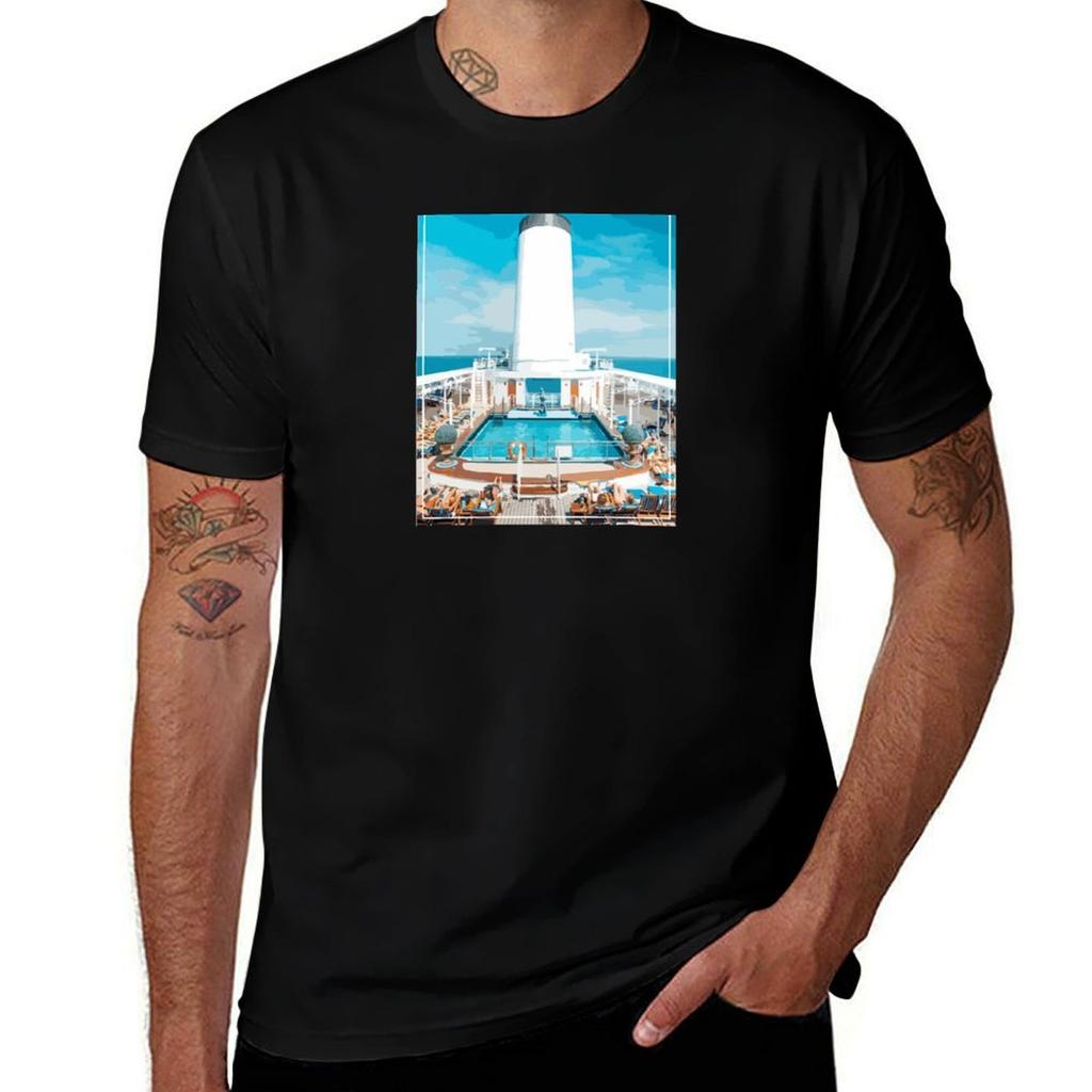 Semester at Sea Deck Poolside Views TShirt Worker Basic Short Sleeve Tee TShirt