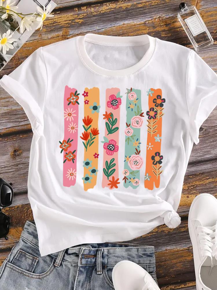 (Asian Size) T Shirt Printed Women Tee Clothing Casual Fashion Lady feather trend 90s Female Top Graphic Short Sleeve T-shirts
