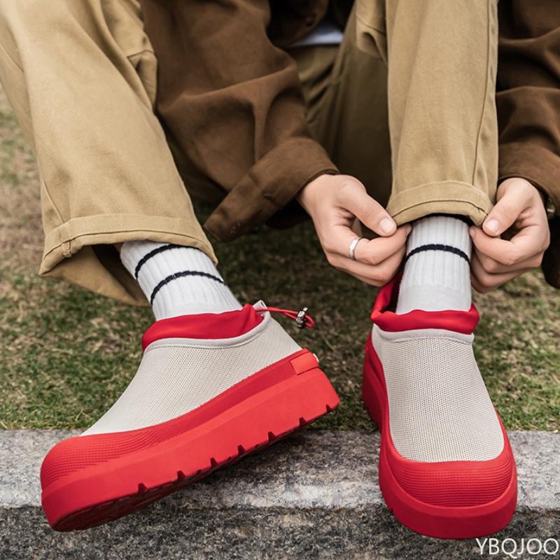 

2025 Новые дышащие спортивные мужские спортивные туфли на плоской подошве, нишевые повседневные удобные мужские кеды на платформе 44 красный