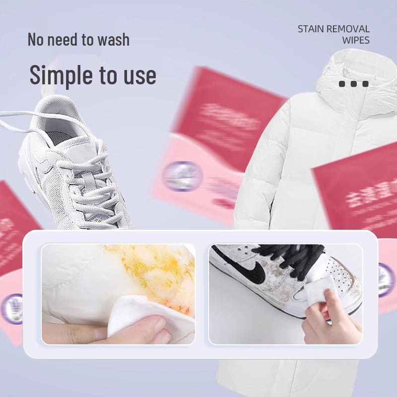 Portable Stain Remover Wipes for Clothing, Shoes & Jackets - Waterless Emergency Cleaning Solution