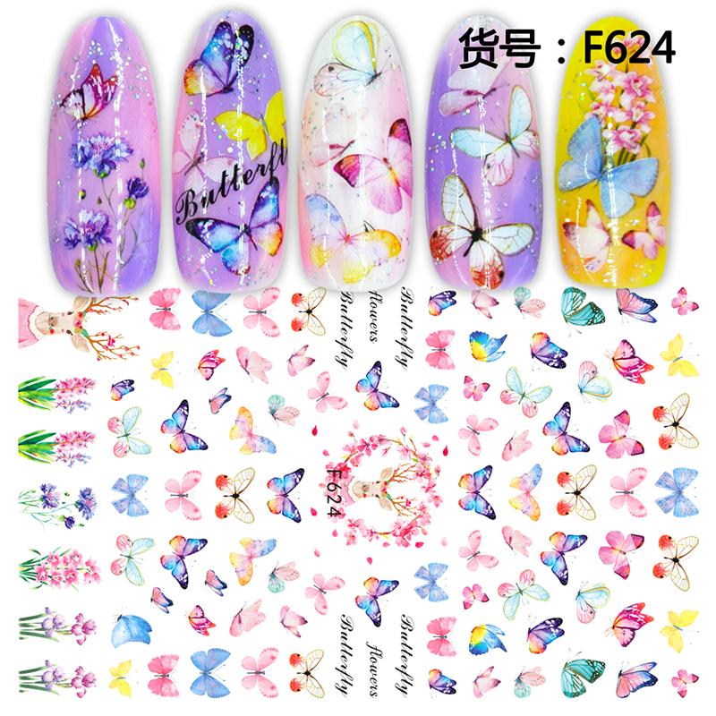 Self Adhesive Flower Unicorn Pattern Nail Art Decorations Stickers And Decals Acrylic Manicure Nails Supplies Tool HQ