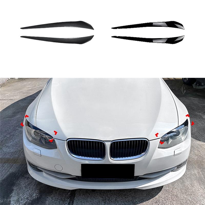 Car Gloss Black Headlight Eyebrow Sticker Cover Trim For BMW E92 E93 LCI 2010-2012 Car Accessories