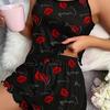New Women's Leopard Print Printed Suspender Top and Elastic Waist Shorts Women's Sexy Casual Home Summer Pajama Set