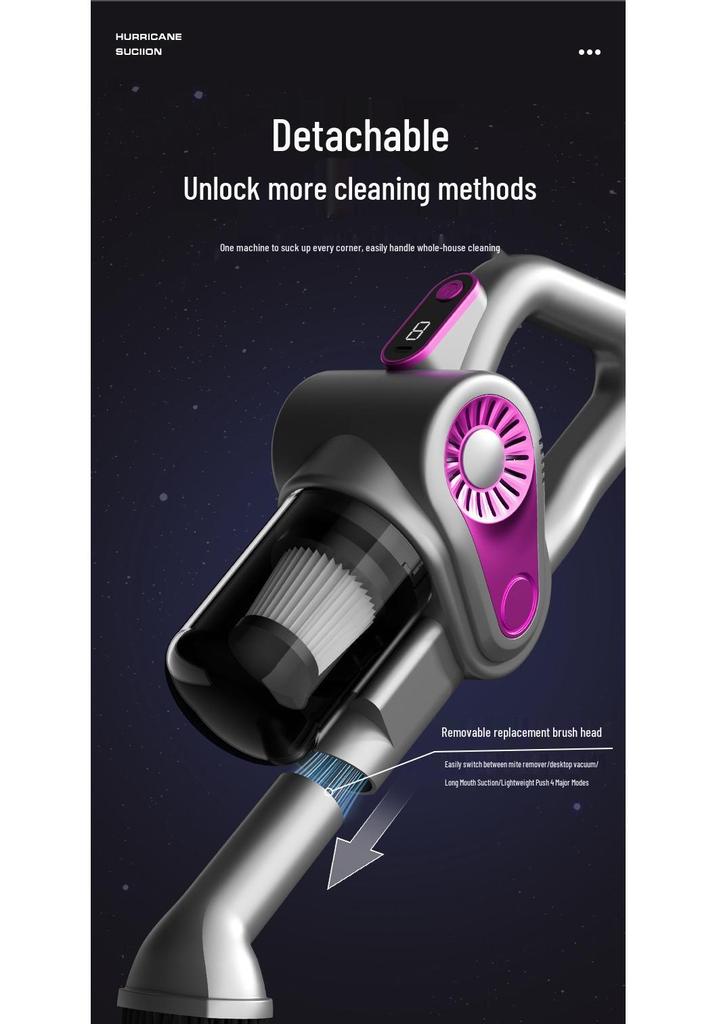 4-in-1 Portable Wireless Vacuum Cleaner with Super Strong Suction and Integrated Mop for Household Cleaning