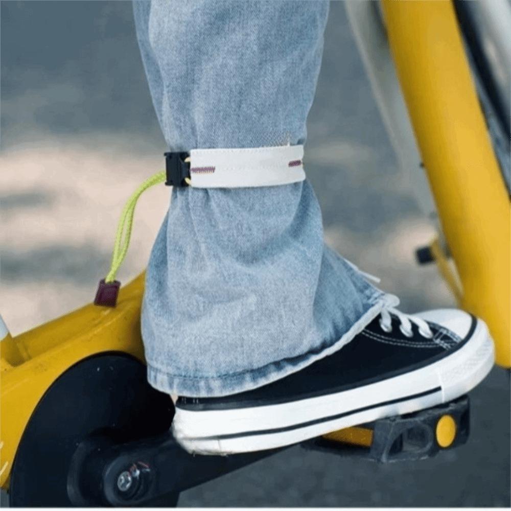 2pcs Belt Design Night Riding Trouser Clip Reflective Road Mountain Biking Pant Band Riding Use