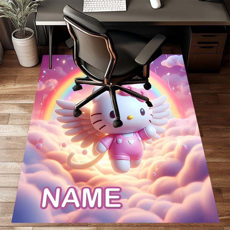 Custom HelloKitty Mat Personalized Name, Polyester Washable Indoor Entryway Rug, Gift for Christmas, Easter, Thanksgiving Day