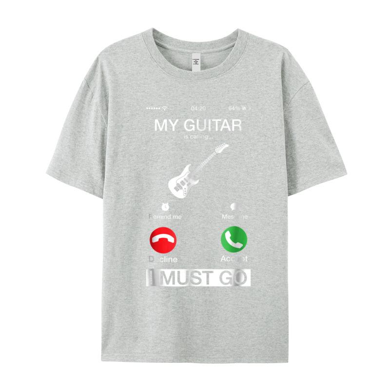 Tops Tees My Guitar Is Calling And Mother Day Newest Party Short Sleeve Combed Cotton O Neck Unisexs T Shirt Party T Shirts