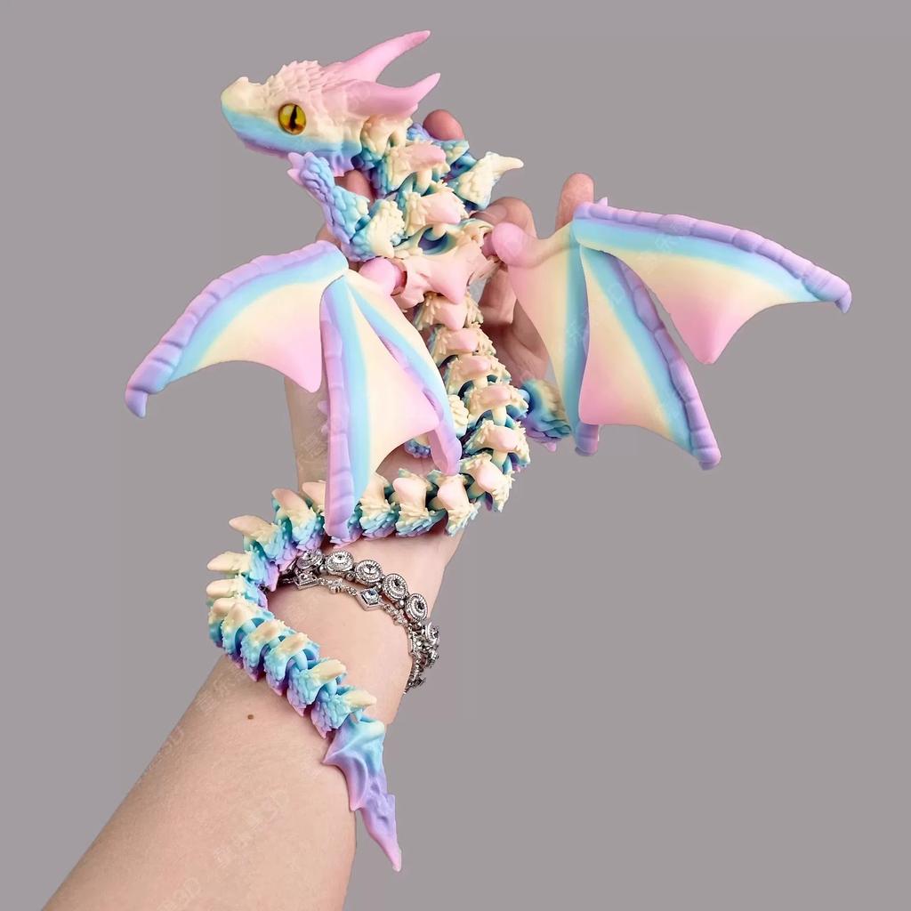 New  3D Printed Big Horn Dragon Model Toy Articulated Joints Action Figure Party Decoration Craft Gift