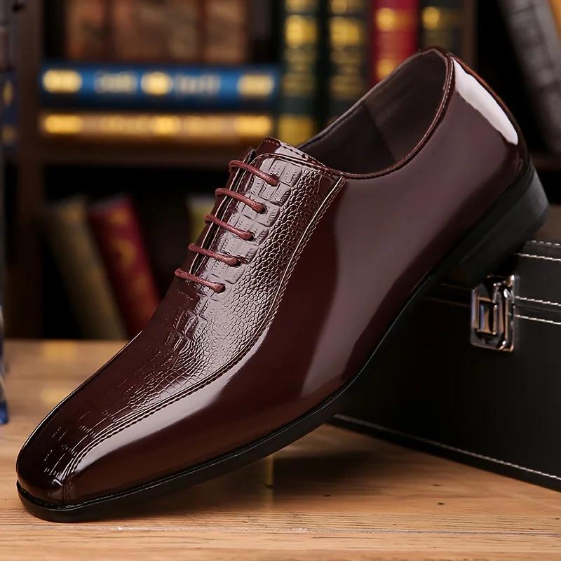 

New Men Leather Casual Shoes Fashion Pointed Toe Business Leisure Dress Shoes 47 червоний