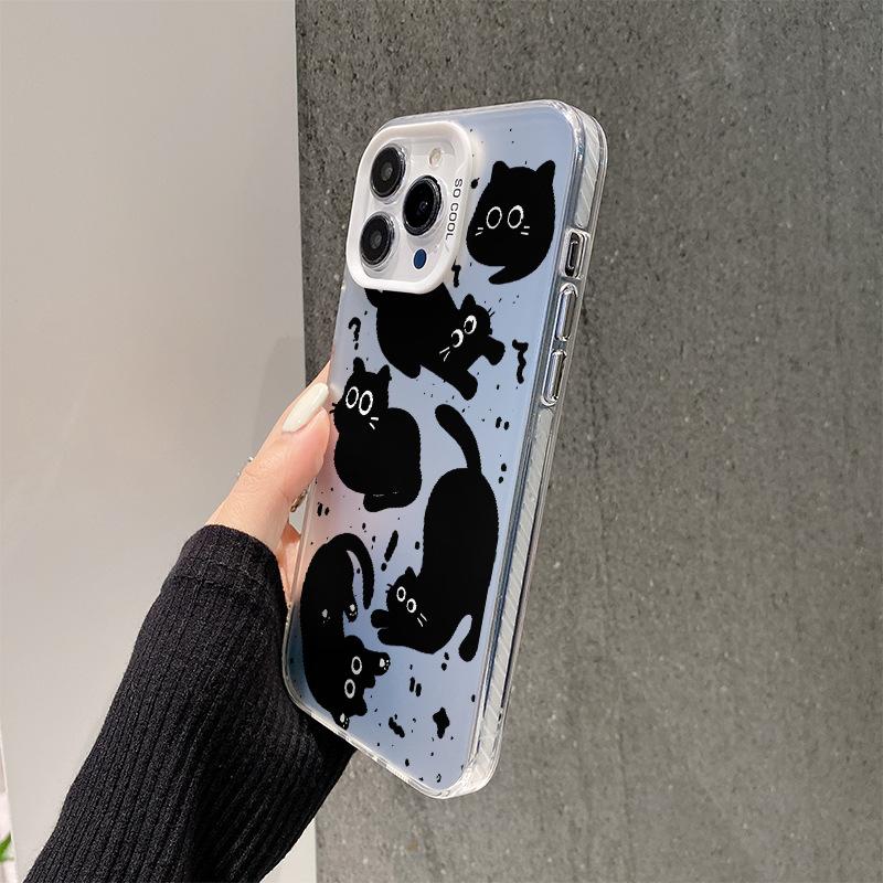 Spersonalizowane Śmieszne Kreskówkowe Koty Kolor Srebrny Etui na Telefon Komórkowy Apple 15 Etui 13 Wszechstronne dla IPhone14promax Etui na Telefon Komórkowy