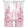 Perdele pentru fereastră transparentă din tul alb castel cu desene animate roz pentru sufragerie dormitor Perdele moderne din voile din tul draperii decorare