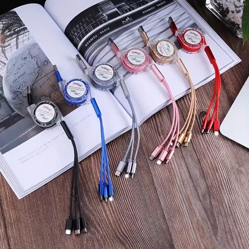 3in 1 Suitable for iPhone TYPE-C Micro B Telescopic One To Three Mobile Charging Cable Charging Cable