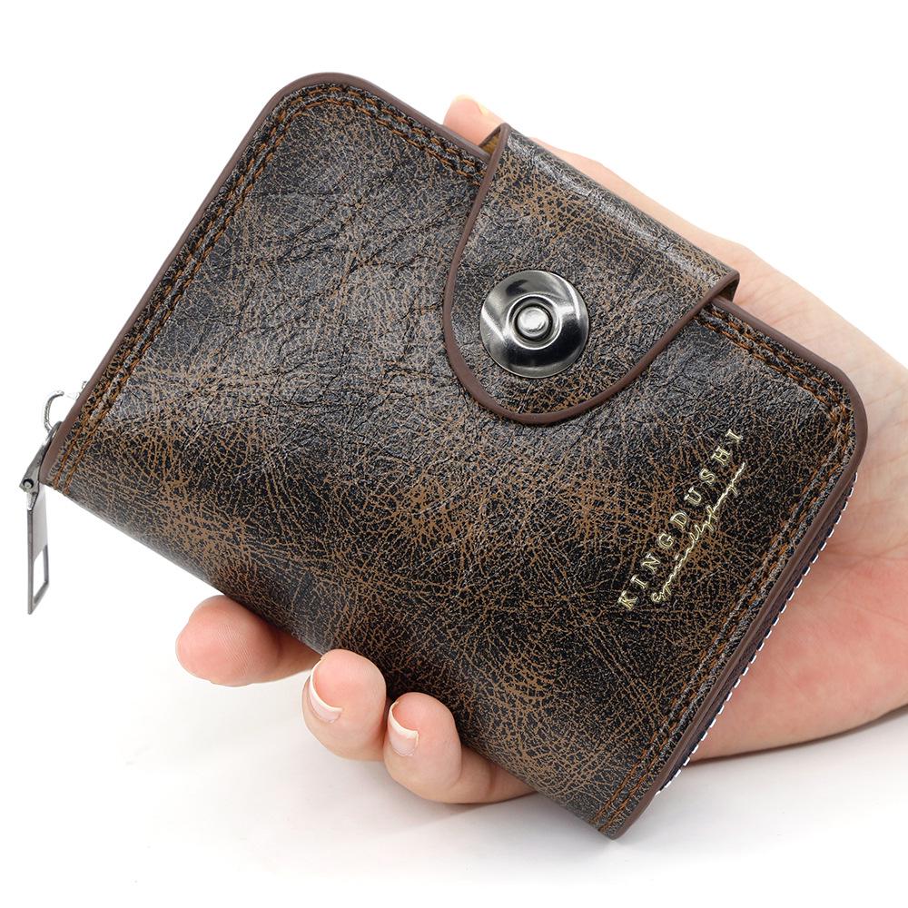 

Мужской ретро кожаный картхолдер с магнитной застежкой - Большая вместимость, дизайн аккордеон для карт, ID и монет темно-коричневого