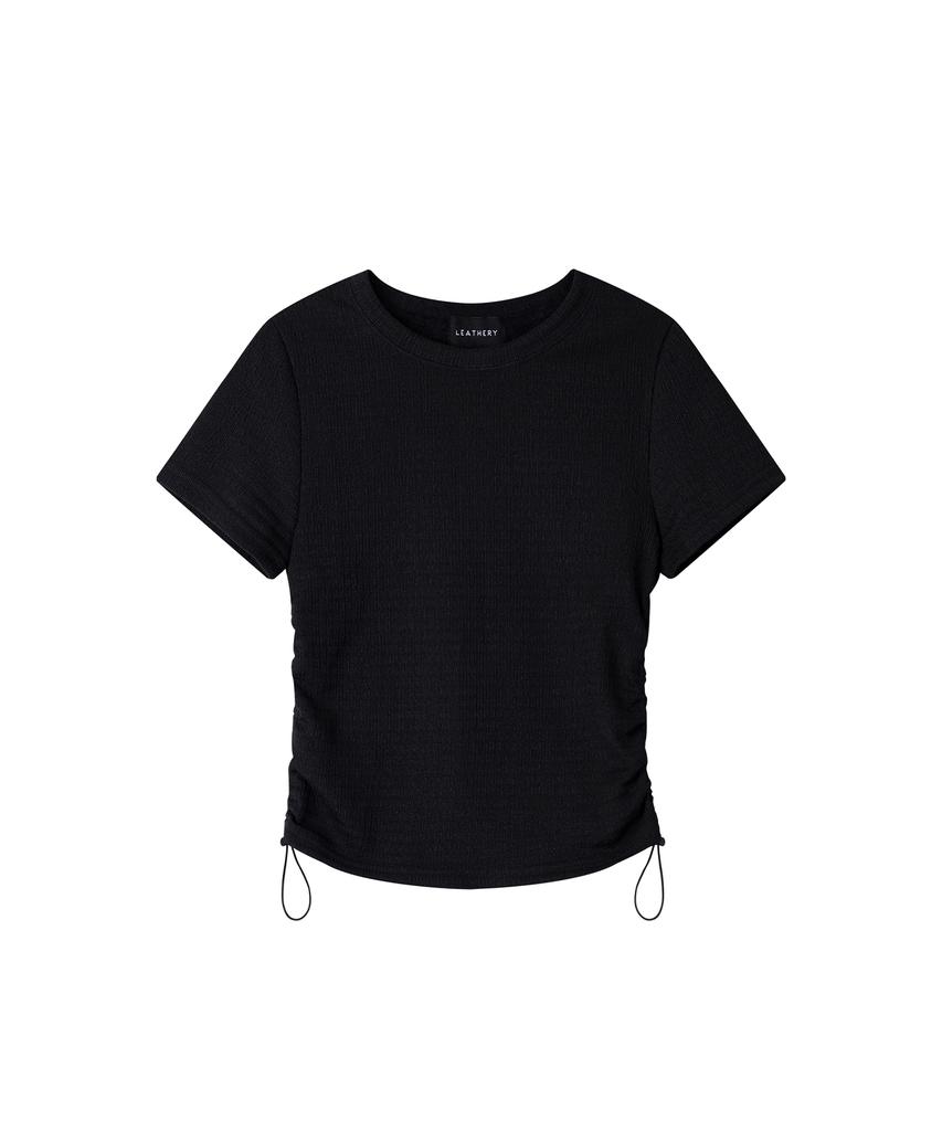Ledeoli Shirred Crop Top [Black]