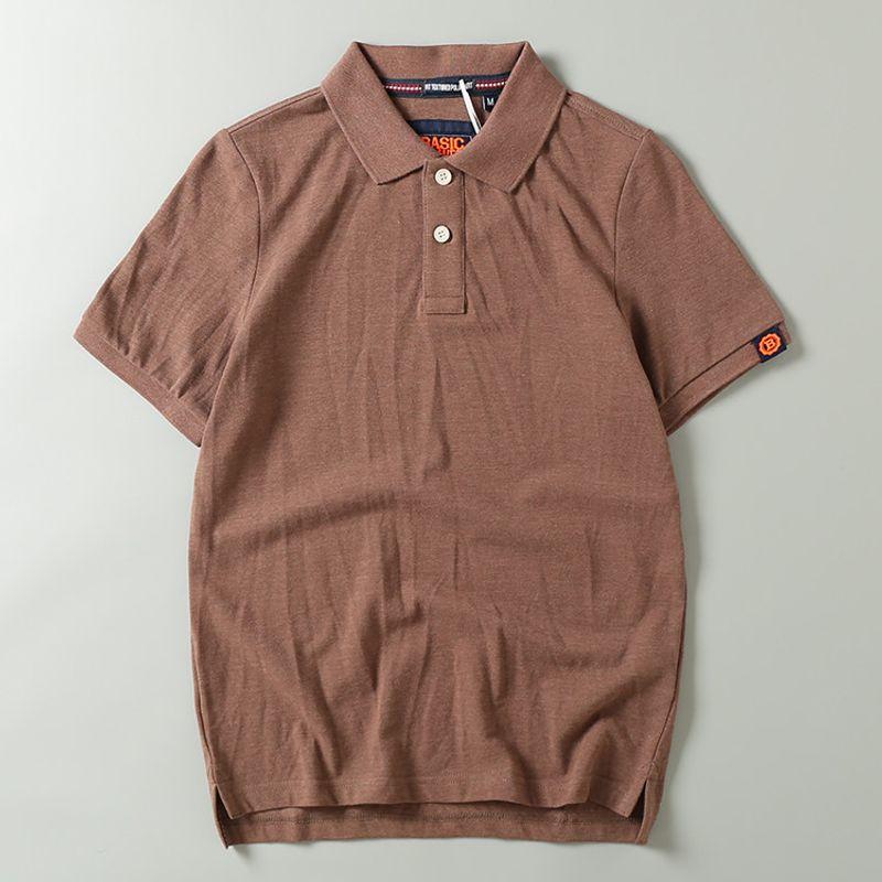 Foreign Trade Export Embroidery Summer Casual Short Sleeve Polo Shirt Coffee L