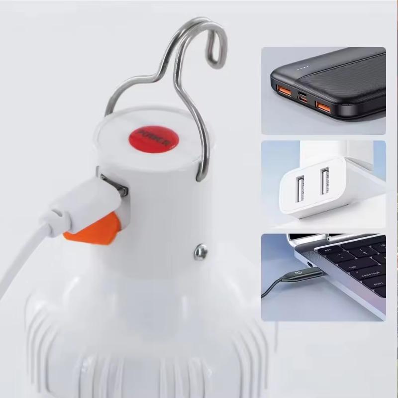 USB can charging LED light bulb 30W 60W 100W outdoor emergency hook hook camping fishing portable lanterns night iGH