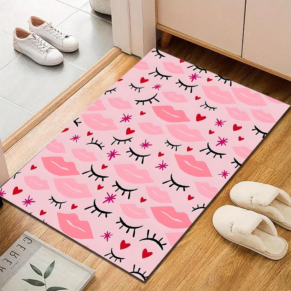 Pink Lips and Eyes Pattern Patterned carpet, suitable as a non slip play mat for the living room and bedroom sofa