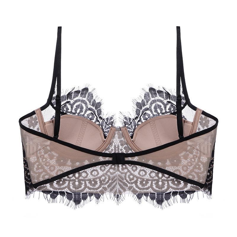 

Eyelash lace sexy underwear soft steel ring gathered anti-sagging big chest small thin U-shaped halter bra S