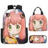 Kids Cartoon Character Print Backpack Set School 17 Inch Oxford Fabric Bag With Lunch Pouch Pencil Case