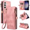 Flip Zipper Wallet Cards Solt Leather Case for Samsung Galaxy S25 Ultra S24 Plus S23 S22 A55 A15 A35 A34 A54 Phone Bags Cover