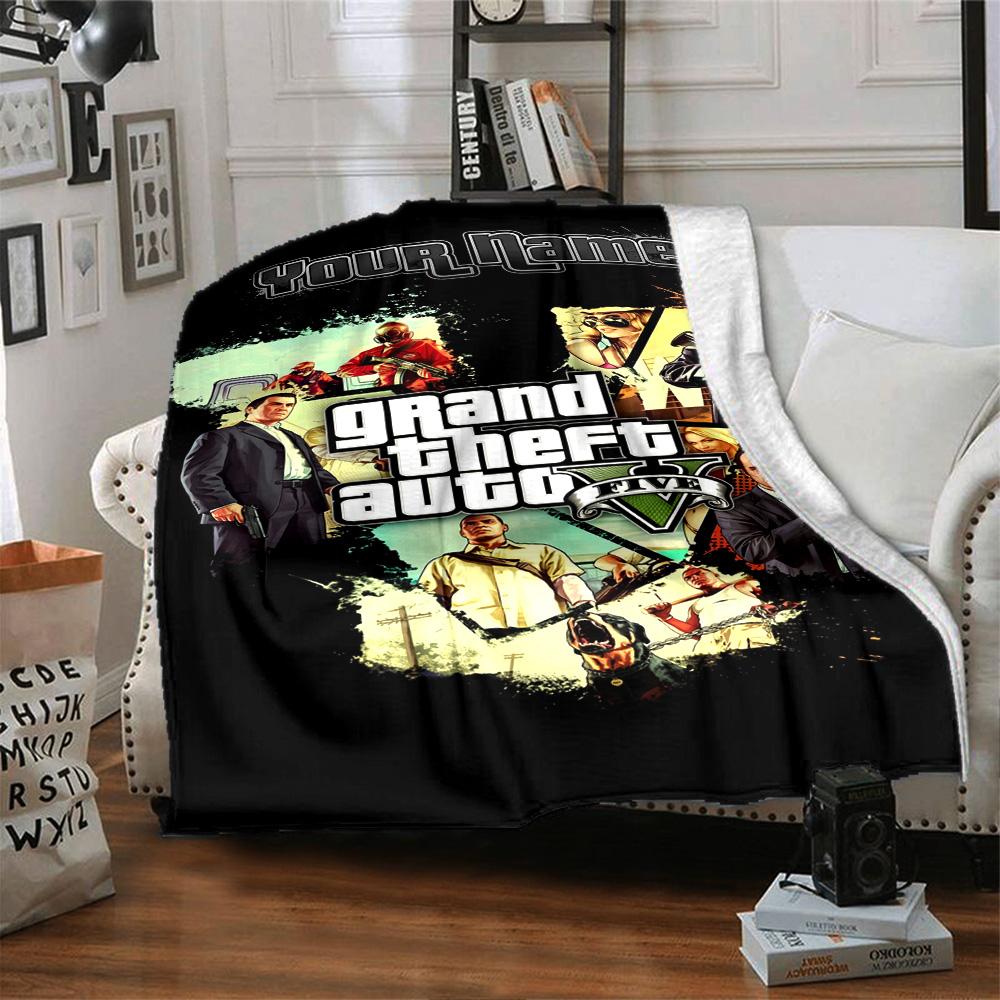 Grand Theft Auto Προσαρμόστε το Όνομά σας Κουβέρτα Ρίψης Εξατομικευμένη Κουβέρτα Μαλακή & Ζεστή Κατάλληλη για Καρέκλα Γραφείου Διακόσμηση Σπιτιού Καναπέ Κάθισμα για Όλες τις Περιστάσεις