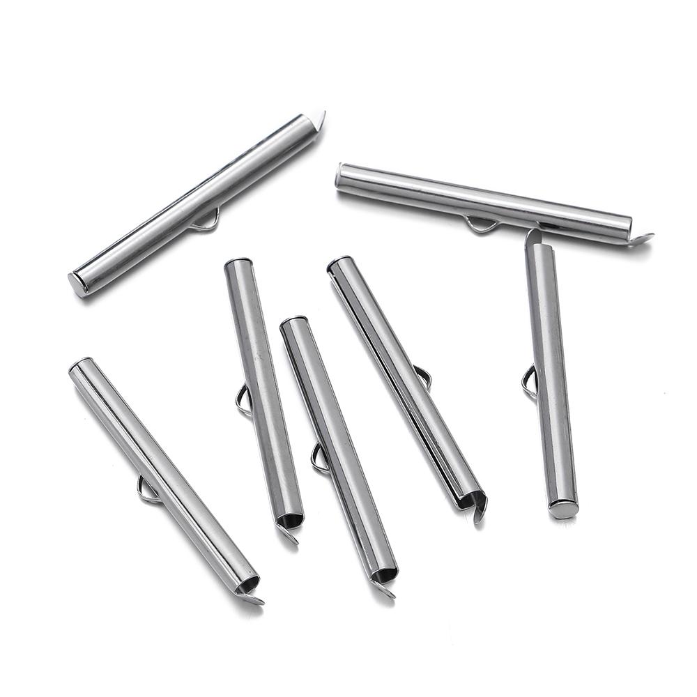 10pcs/lot Fastener Tube Crimp End Caps Slider Clasp Bracelet Buckles for DIY Connectors Loom Jewelry Making Findings Accessories