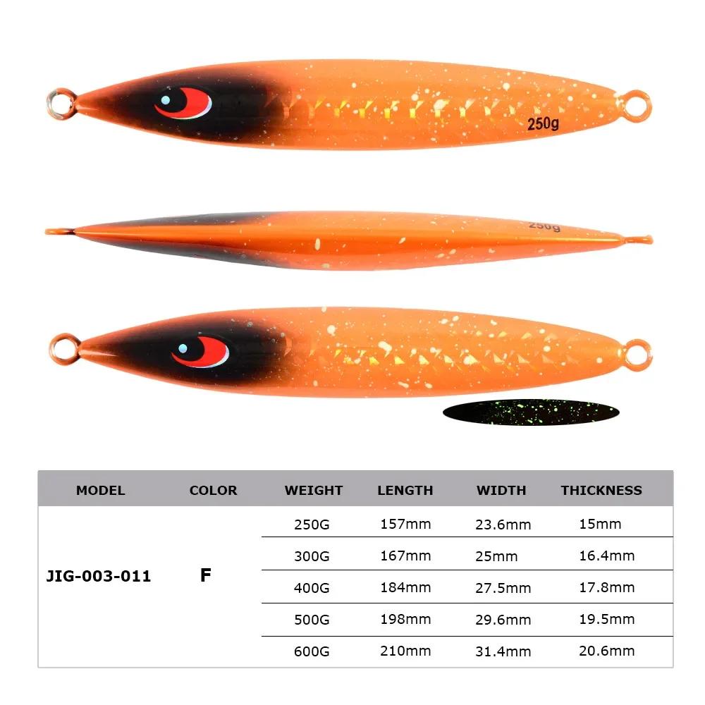 

Светящаяся в темноте приманка-пластина для морской рыбалки, медленно вращающаяся, приманка-пластина с тунцом, 250 г, 1 шт. 250g оранжевый