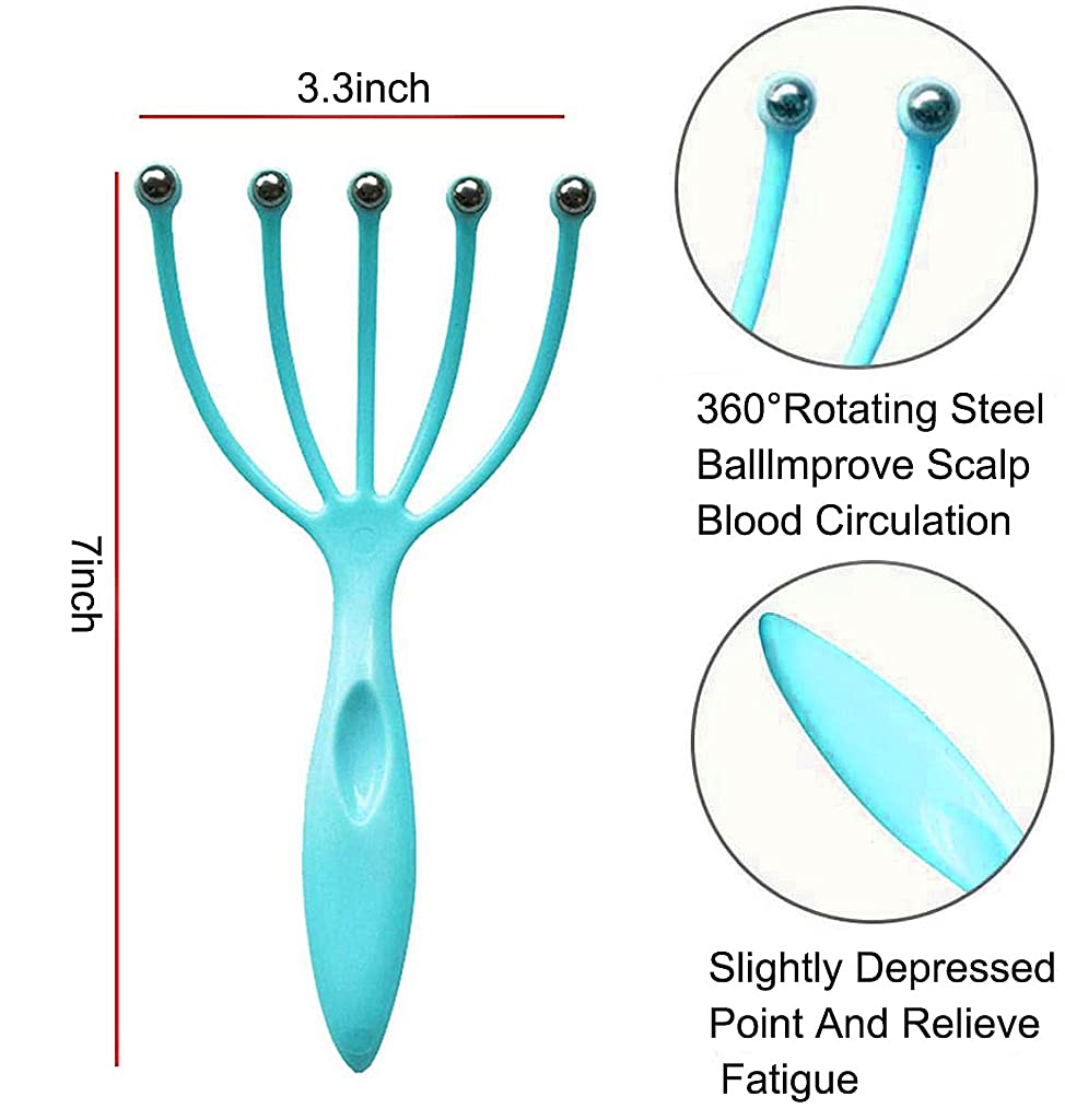 MAYCREATE Head Massager for Scalps, 5 Fingers Scalp Massage Machine with Steel Balls, Manual Massager for Deep Relaxation, Stress Reduction and I