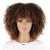 MISS WIG African Descent Lady Short Curly Hair Wig with Bangs African Synthetic High Temperature Fiber Wig Black Cosplay Party Daily Wig