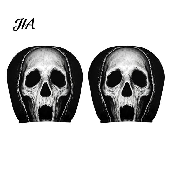 Spooky Auto Interior Accessories 2Pcs Funny Car Headrest Covers, Scary Faces Universal Fit Sleeve Seat Protectors, Breathable Soft Skin Friendly Cover
