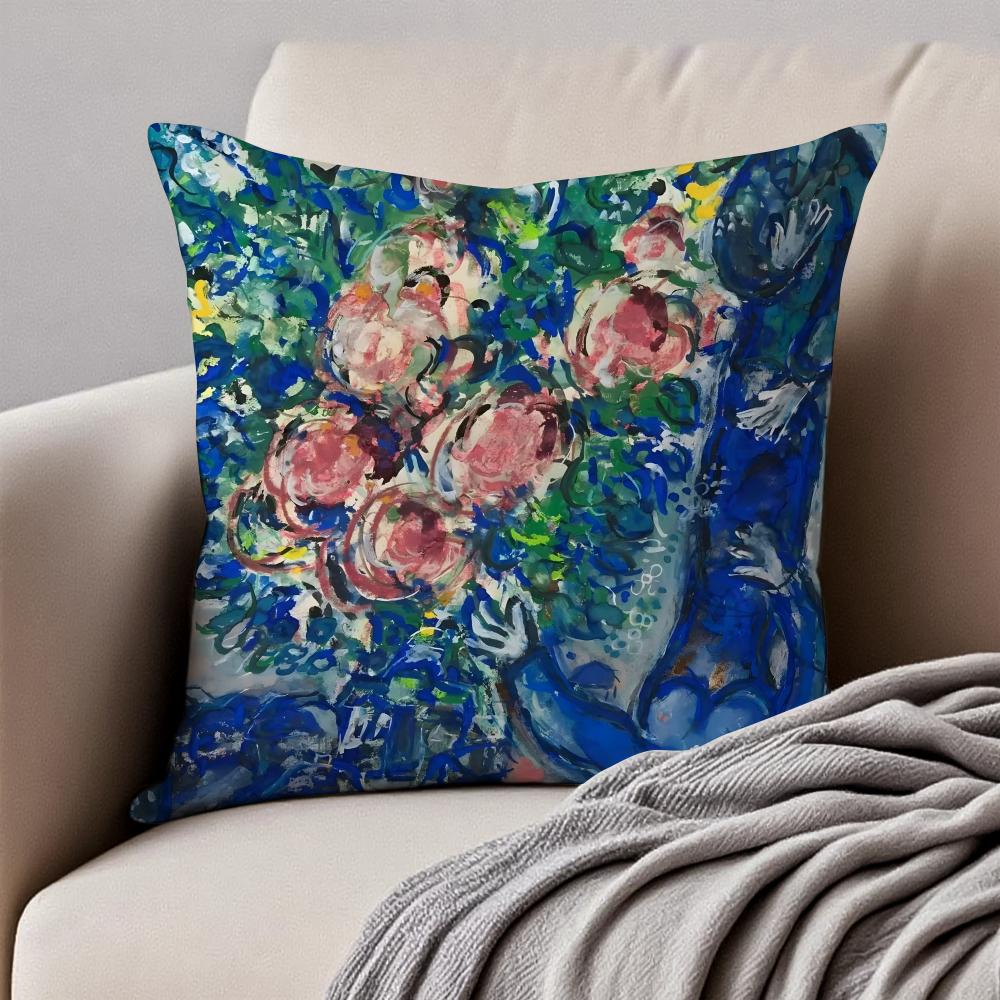 

Dreamlike and colorful MMarc Chagall Cushion Cover Pillowcase Antidustmite Invisible Zipper Short Plush Sofa Cushion 30X30cm