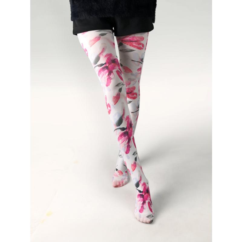 Medias Finas Estampadas Primavera y Otoño Versátiles Mariposa Salvaje Abstracto Vintage Medias de Seda Medias de Mujer Antienganche