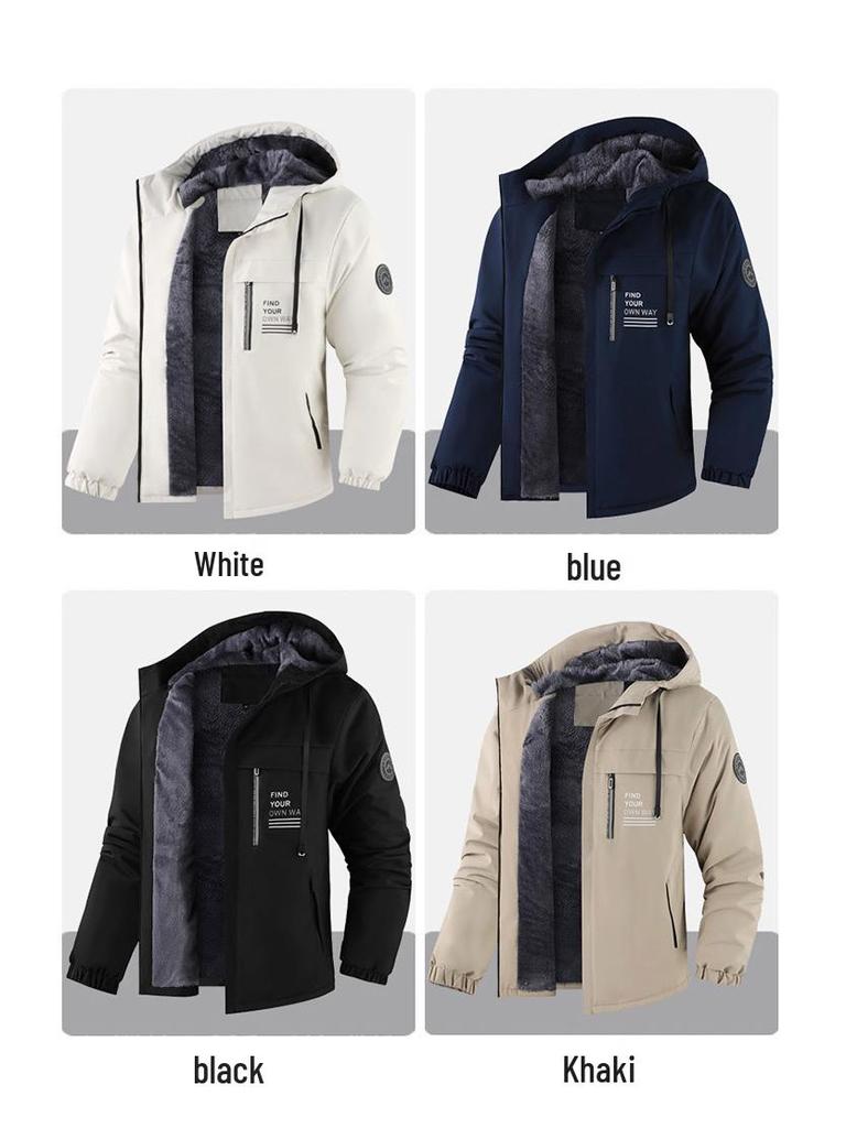 Herren Winter Plus Samt Verdickte Kapuzenjacke für Outdoor-Sport & Freizeit