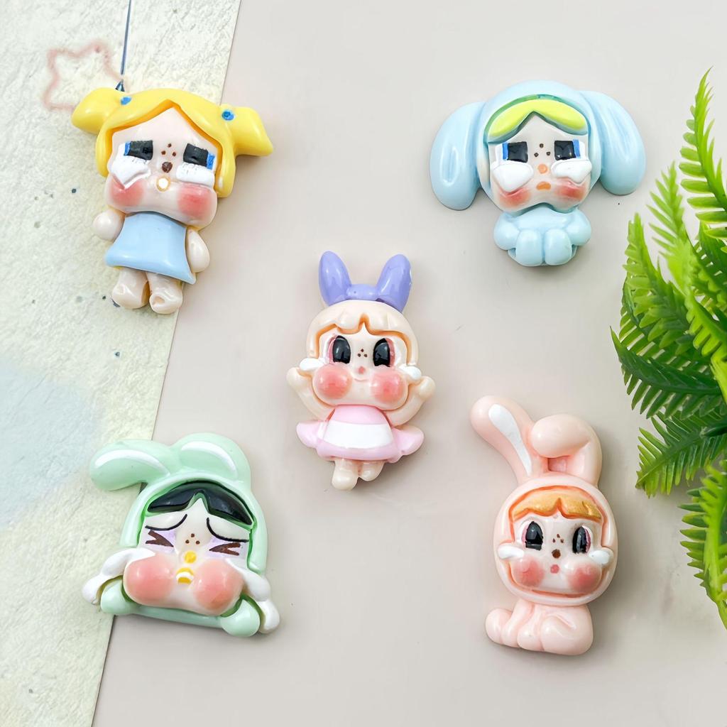 Crying Cartoon Girl Resin Accessories: Handmade Hair Clip, Shoe Buckle, Fridge Magnet, Cup Sticker, Phone Case Decor
