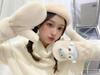 Winter outdoor cold-proof plush thickened warm gloves women's new casual neck cute plush full finger