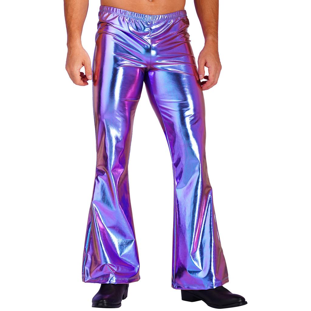 Herrenhosen Nachtclub Metallic Disco Hosen Bell Bottom Lange Hosen
