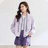 TERRE BLEUE Women's Loose Fit Stand-Collar Jacket