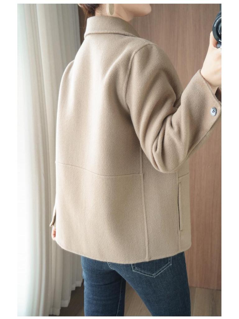 West 25 Neuer Petite Doppelseitiger Wollmantel - Damen Locker Revers Herbst/Winter Oberbekleidung