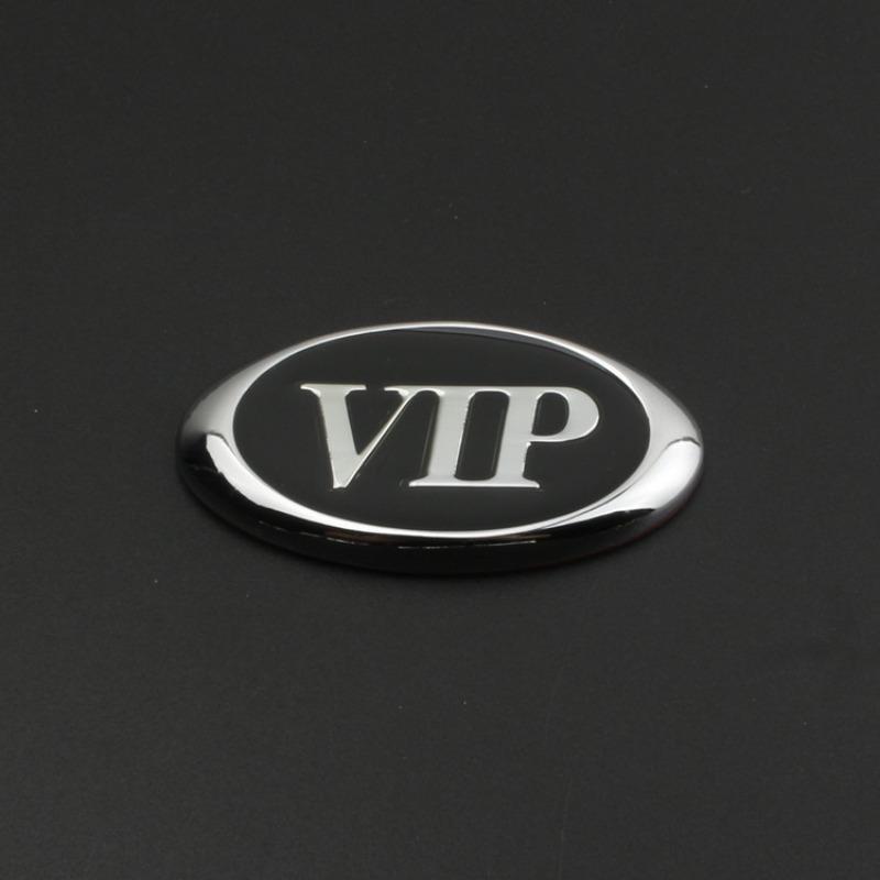 New Personalized VIP Car Logo Car VIP Word Logo Side Logo Decorative Sticker Modified Metal Tail Logo JP Car Sticker