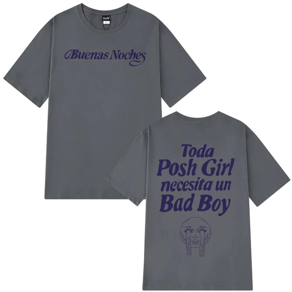 

QUEVEDO Buenas Noches Harajuku Print T Shrits Men Women Casual T-shrits Oversized Short Sleeves Fashion Hip Hop Vintage T Shrits 4XL