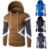 Men Hoodie Contrast Color Drawstring Autumn Winter Loose Patchwork Sweatshirt Male Clothes