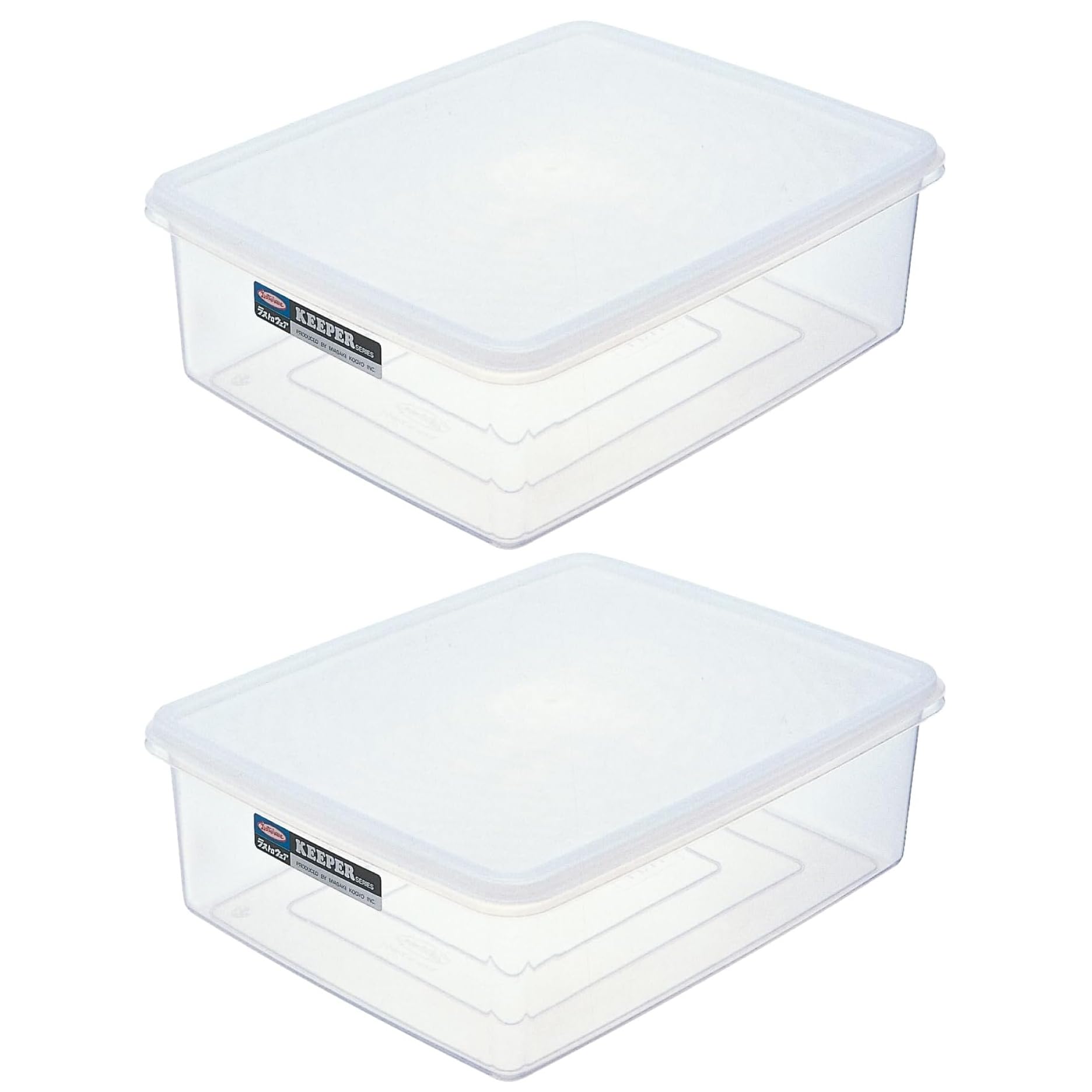 Iwasaki Kogyo Lustroware Jumbo Keeper Food Storage L Set of Airtight Freezer Made in Japan Container, (9.3L), 2, Container, Safe, Transparent,