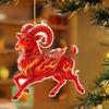 Acryl Chinesisches Tierkreiszeichen Ziege Hängendes Ornament Glücksbringendes Rotes Gold Design Für Frühlingsfest Jahr Heimdekoration